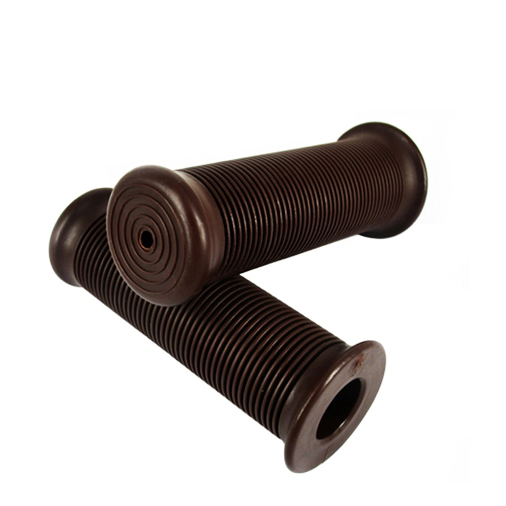 1 Pair Motorcycle TPU Vintage Handlebar Cover Universal Thread Bike Grips Non-Slip Handlebar Grips Dark Brown 22/24MM