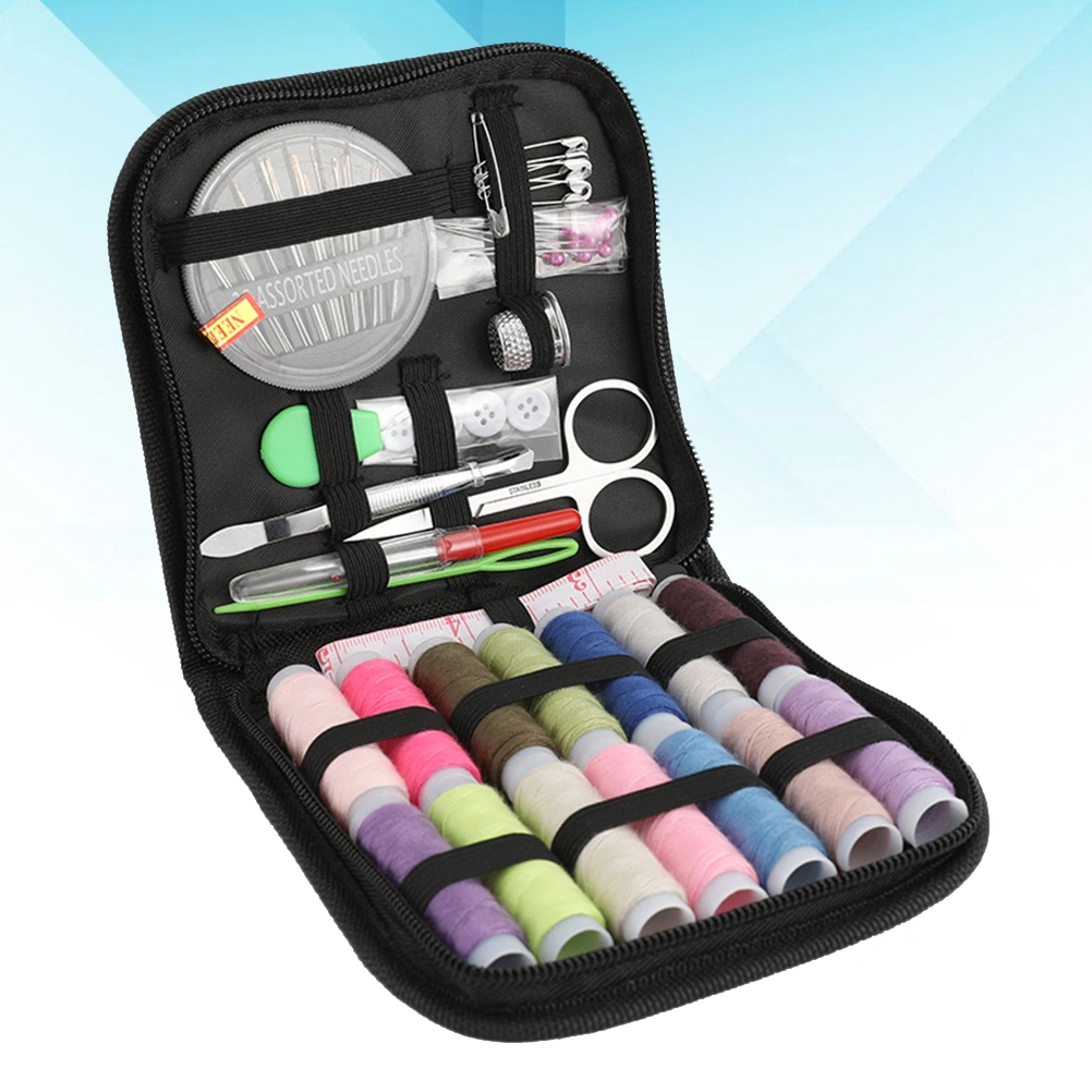 1 Set 70pcs Household Sewing Kit Sewing Tool Sewing Needle Threads Threader Sewing Accessories for Home (Black)