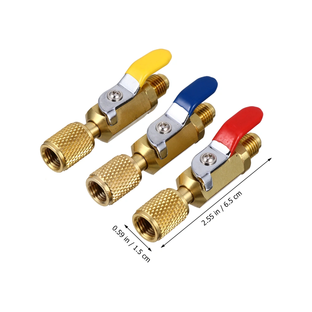 3pcs Air Conditioning Refrigerant On-off Brass Compact Ball