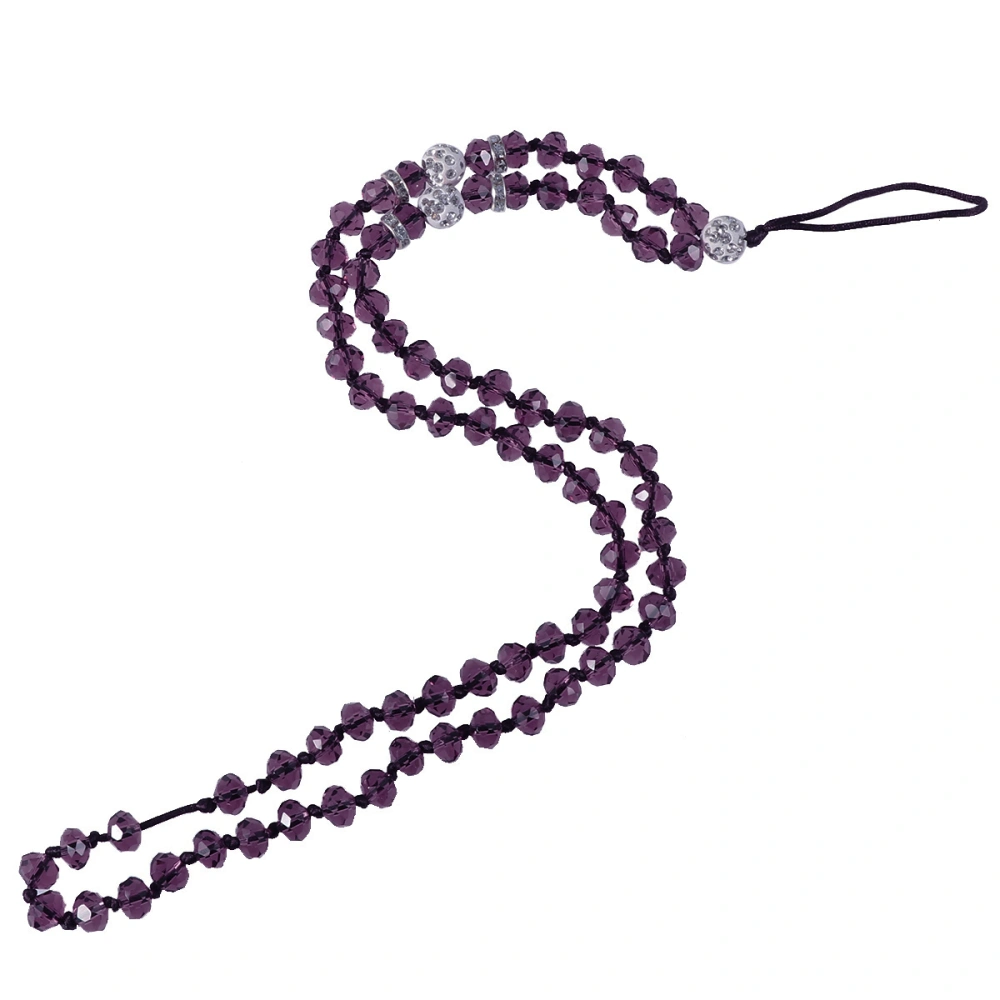 Anti-theft Crystal Chain Anti-lost Mobile Phone Strap Lanyard Phone Neck Hanging Rope Strap Keychain Cord (Dark Purple)