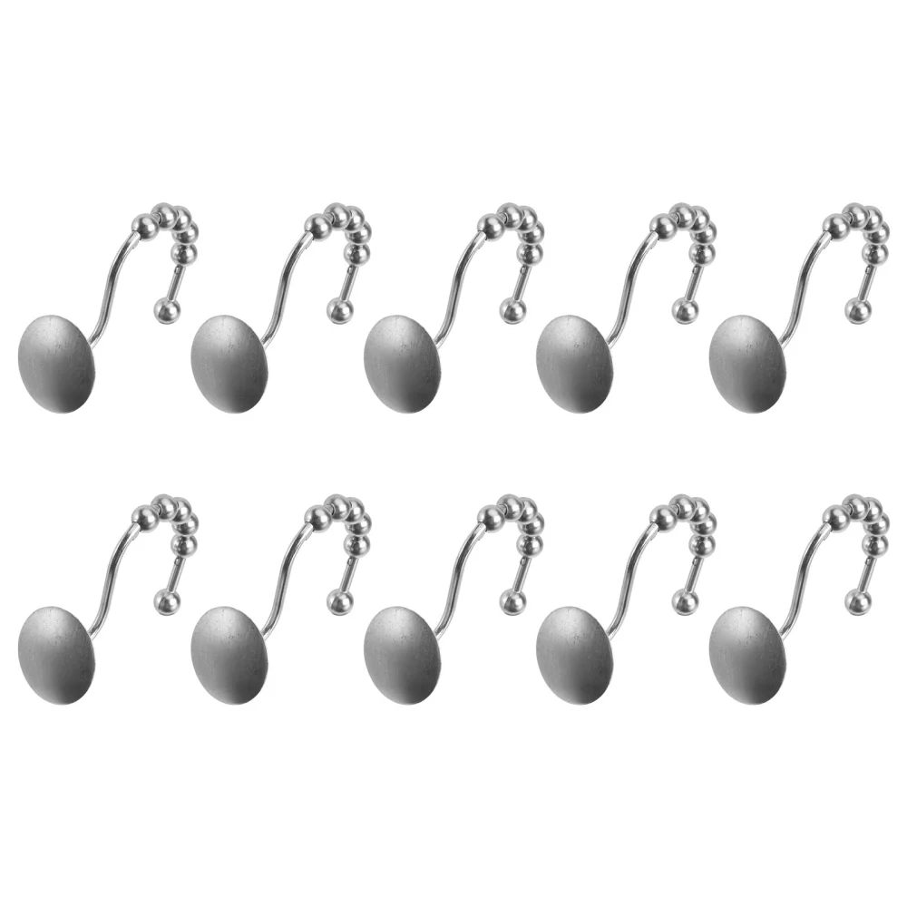 10pcs Sturdy Shower Curtain Hooks Curtain Fixing Accessories Zinc Alloy Hooks