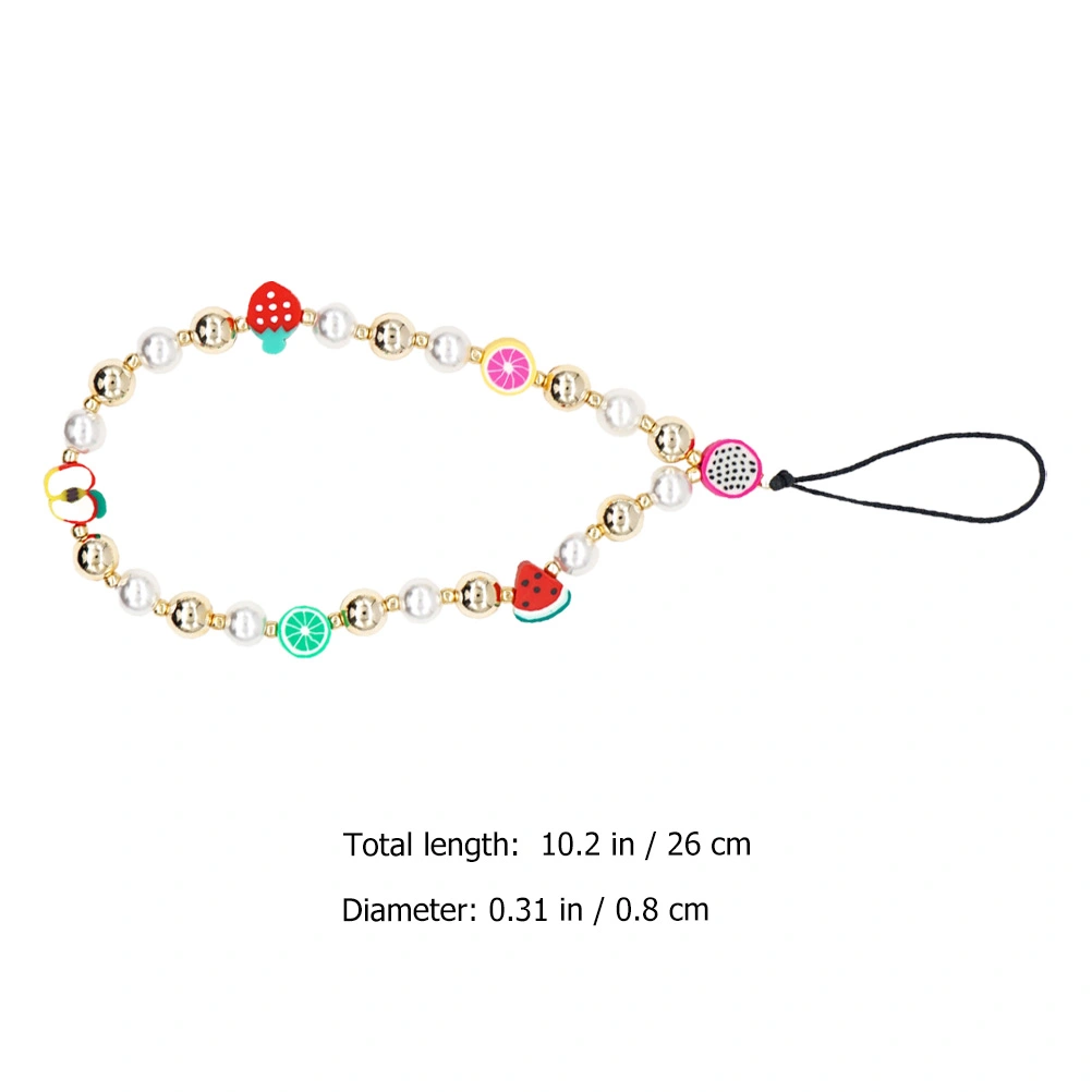 Phone Lanyard with Bead Charm Portable Camera Hanging Rope Anti-lost Phone Chain
