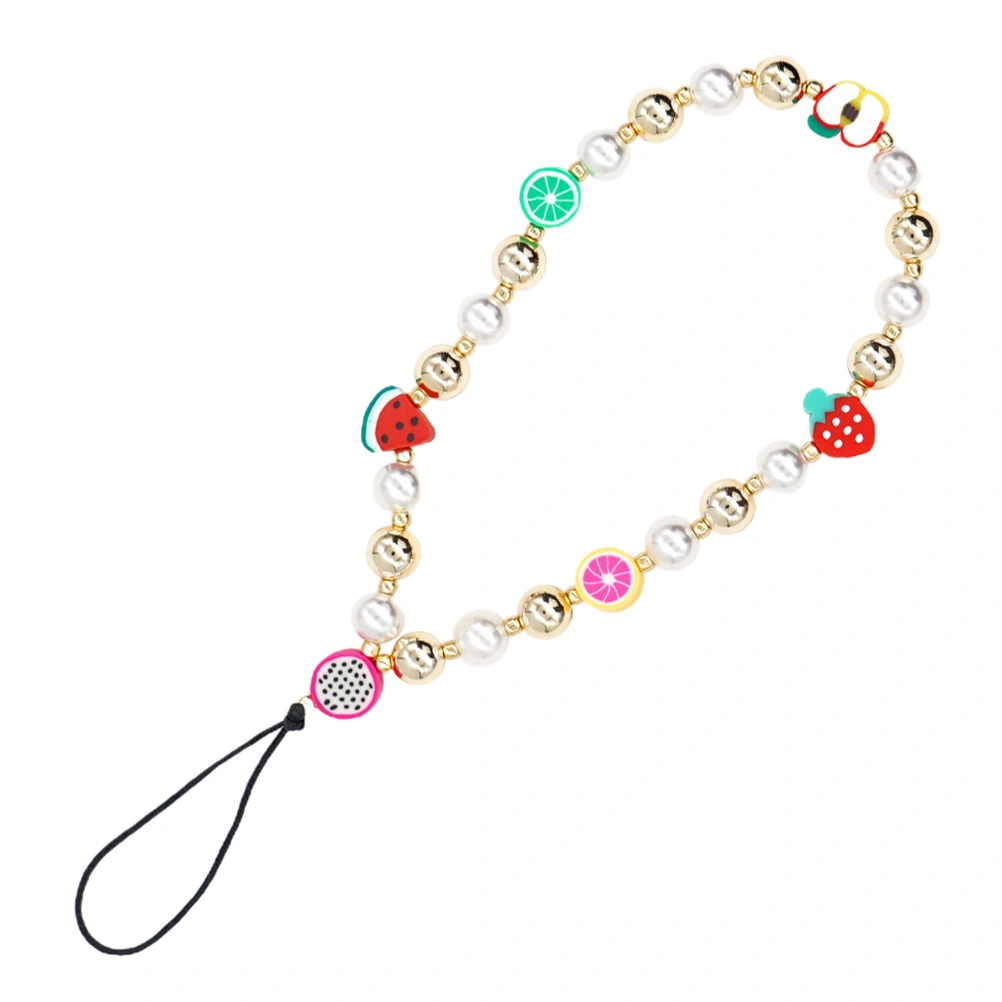 Phone Lanyard with Bead Charm Portable Camera Hanging Rope Anti-lost Phone Chain