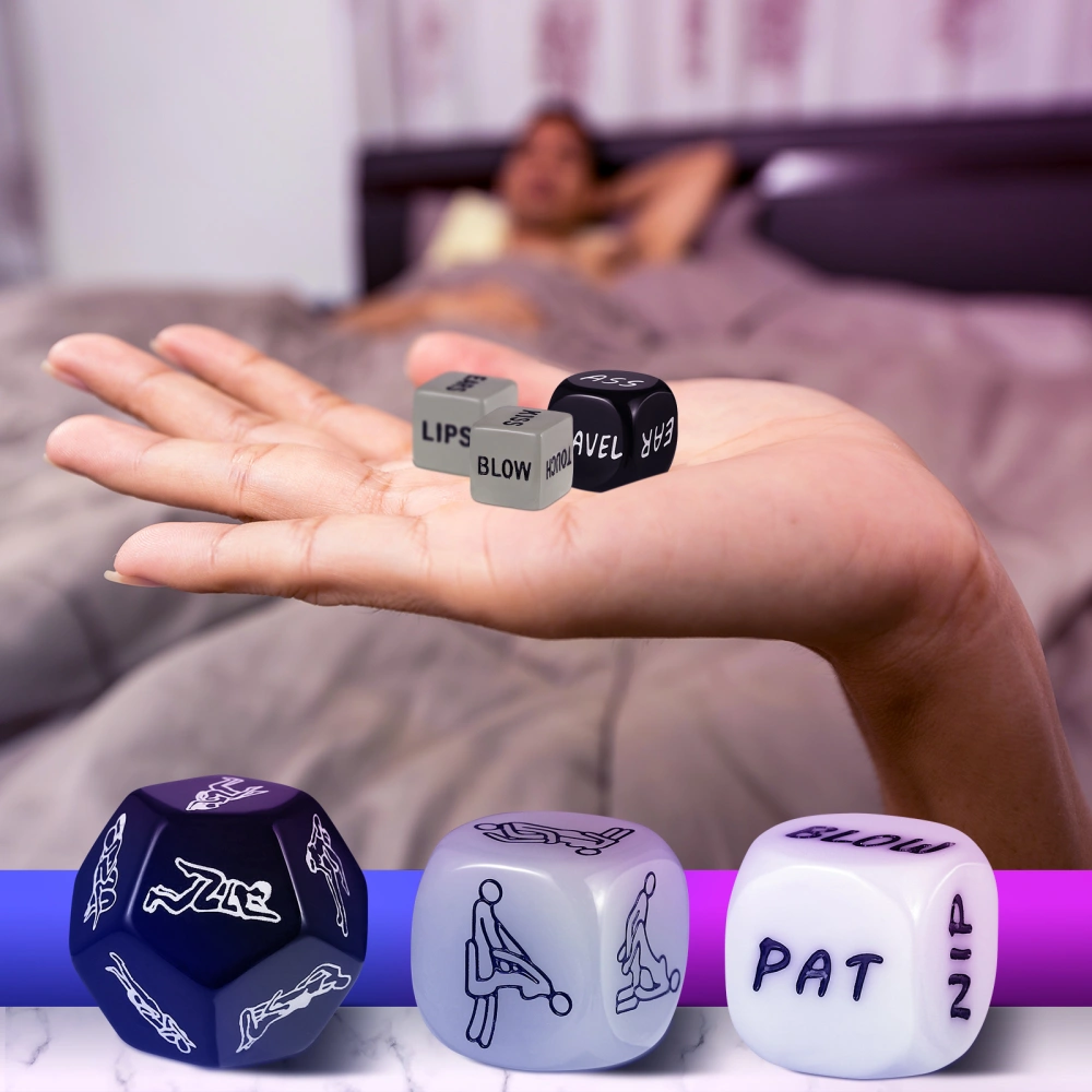 HEALLILY 6 Pcs Sex Game Dice Set Funny Adult Games Sex Dice Erotic Gambling Crap with Black Storage Plush Bag for Lovers Couples