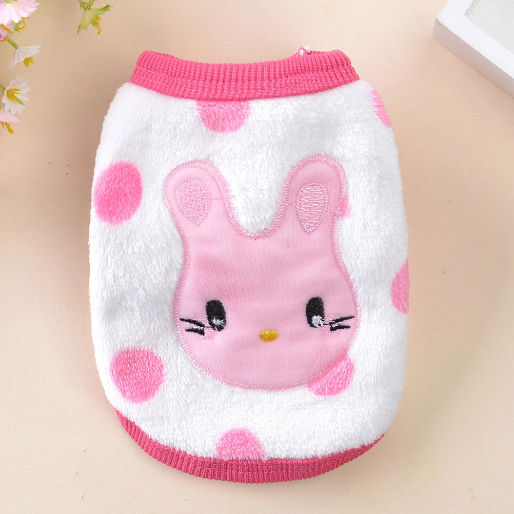 Winter Cartoon Puppy Vest Clothing Warm Flannel Dog Clothes for Small Dogs Chihuahua French Outfit Pet Cat T Shirt - Size L (Rabbit)
