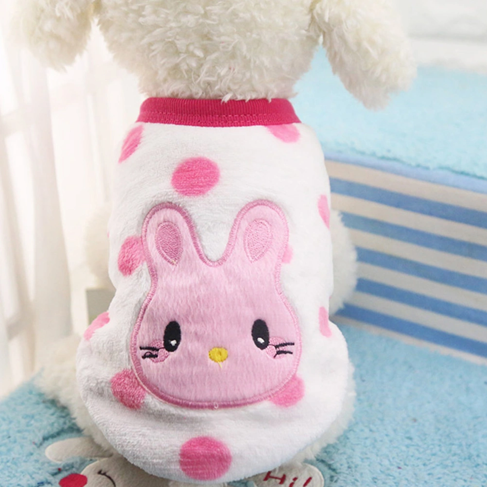 Winter Cartoon Puppy Vest Clothing Warm Flannel Dog Clothes for Small Dogs Chihuahua French Outfit Pet Cat T Shirt - Size L (Rabbit)
