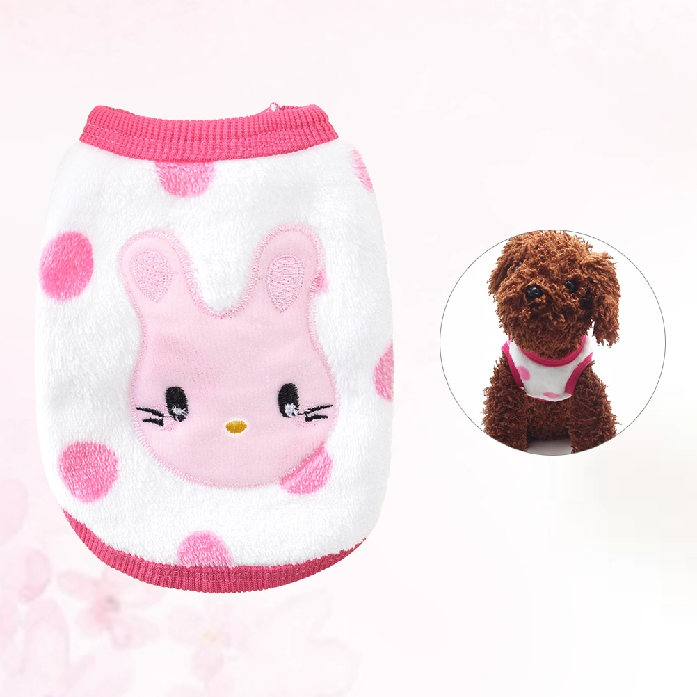 Winter Cartoon Puppy Vest Clothing Warm Flannel Dog Clothes for Small Dogs Chihuahua French Outfit Pet Cat T Shirt - Size L (Rabbit)