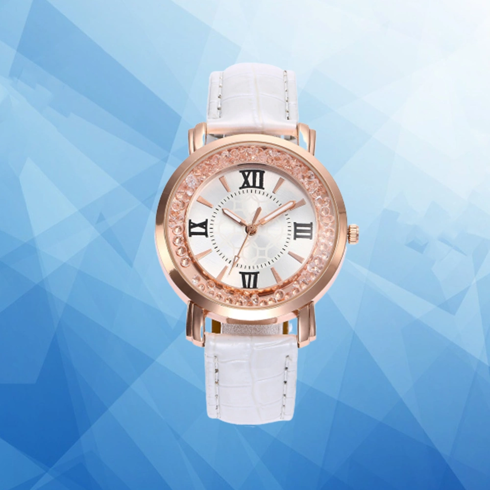 Women Fashion Wrist Watch Quartz Watch Creative Wristband Wrist Decoration White