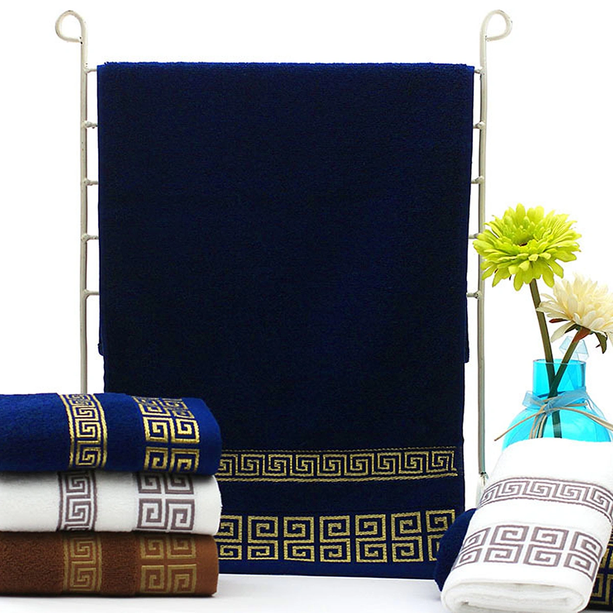 1PC Wash Face Towel Cotton Towels Bath Face Towels Water Absorption Towel for Home Bathroom Hotel Blue