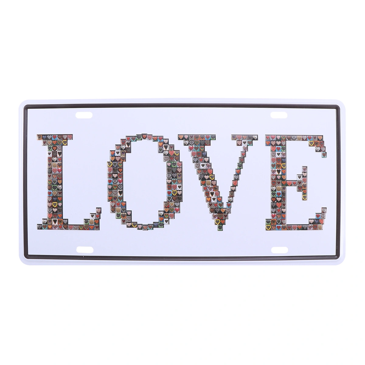 LOVE License Plate Metal Sign Modern Wall Art Bar Decor