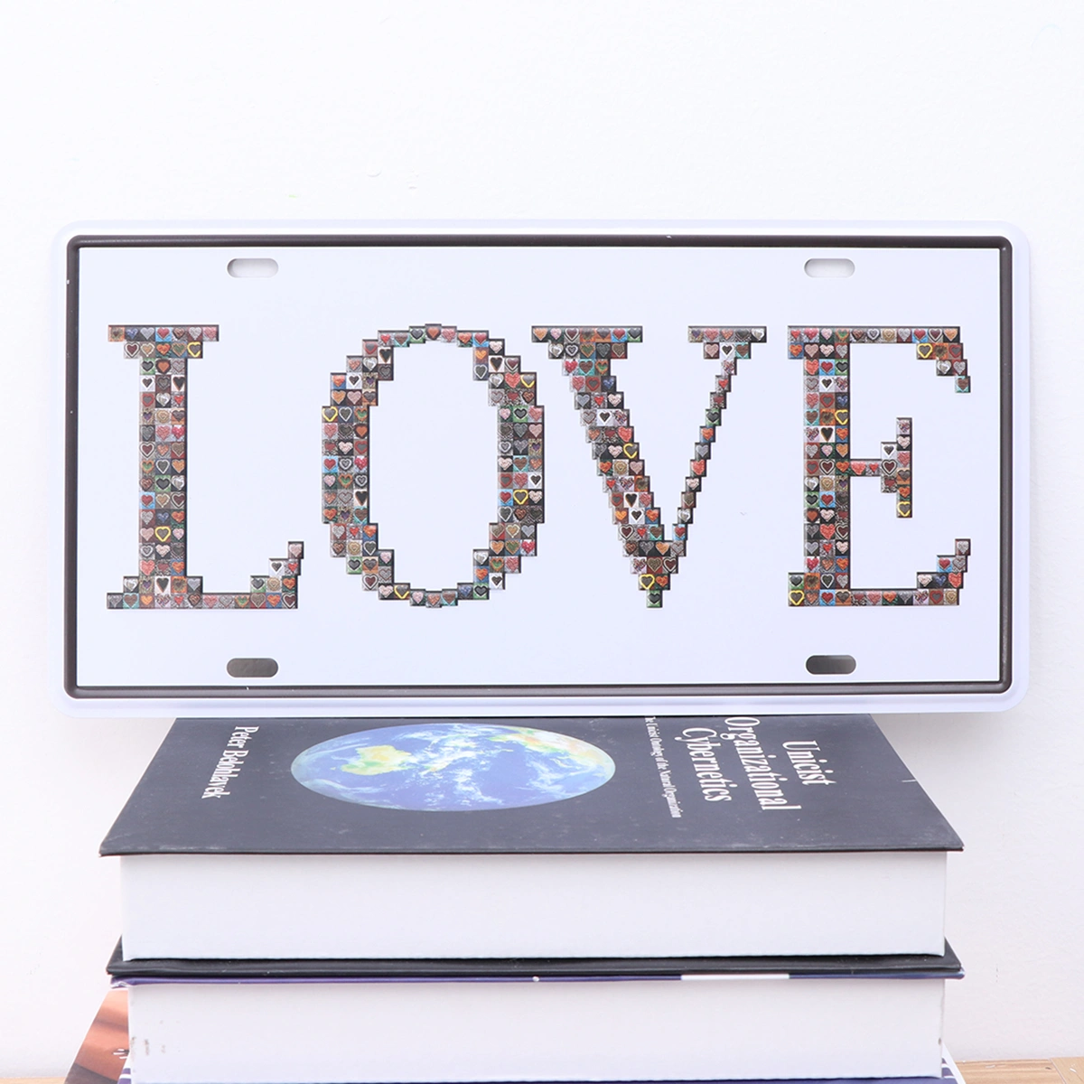 LOVE License Plate Metal Sign Modern Wall Art Bar Decor
