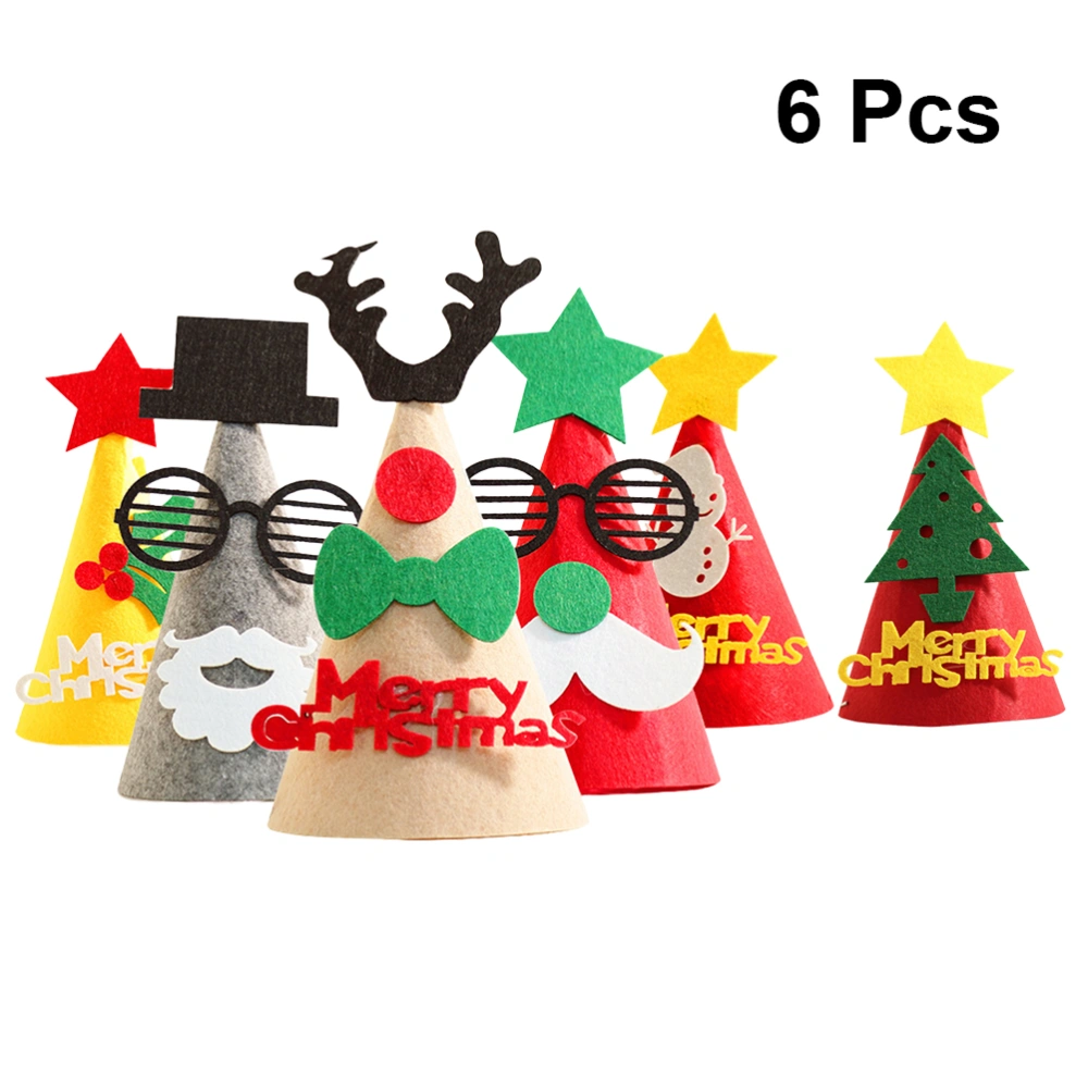 6pcs Cartoon Christmas Hat DIY Funny Handmake Fabric Hat Kids Toy Party Decoration Supplies