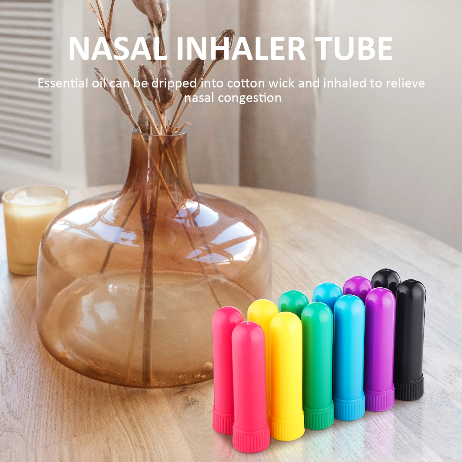 1 Set Nasal Inhaling Tubes Essential Oil Nasal Tubes Aromatherapy Nasal Tubes Plastic Nasal Tubes with Cotton Wicks