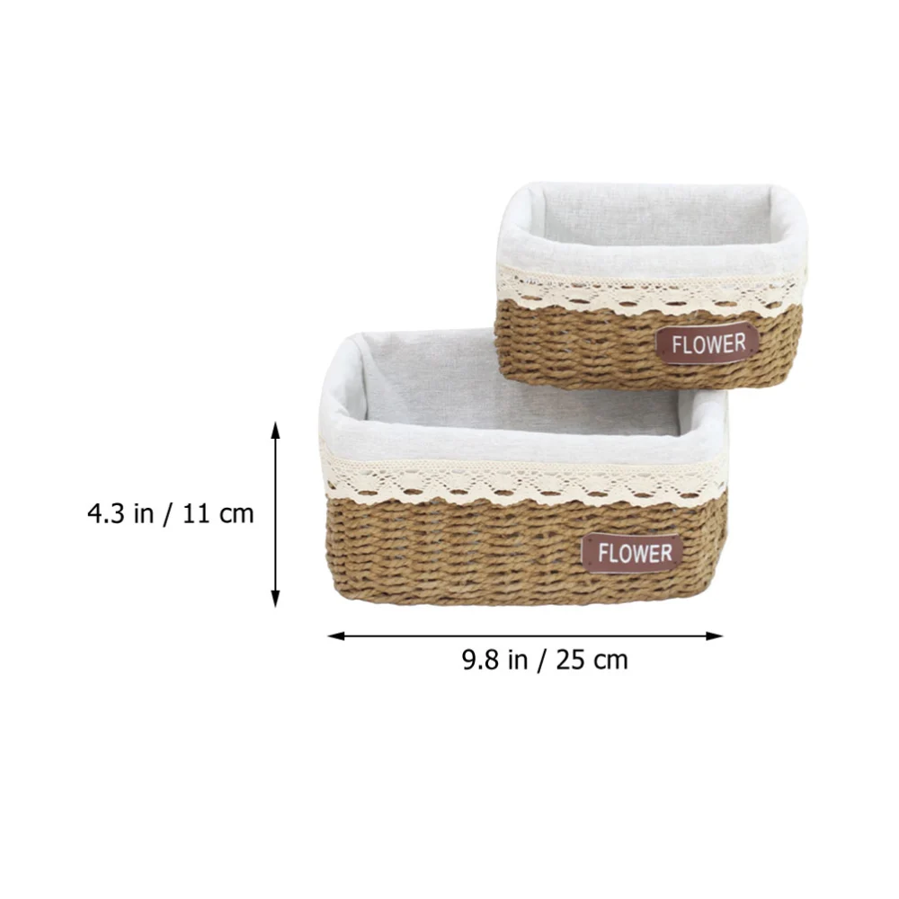 2pcs Hand-Woven Flower Basket Hemp Rope Flower Basket Fruit Basket for Home