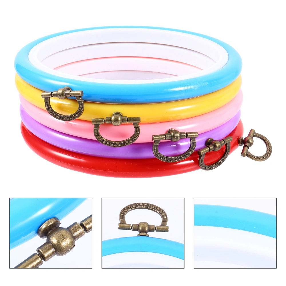 5pcs Embroidery Hoops Plastic Circle Cross Stitch Ring for Art Craft Sewing