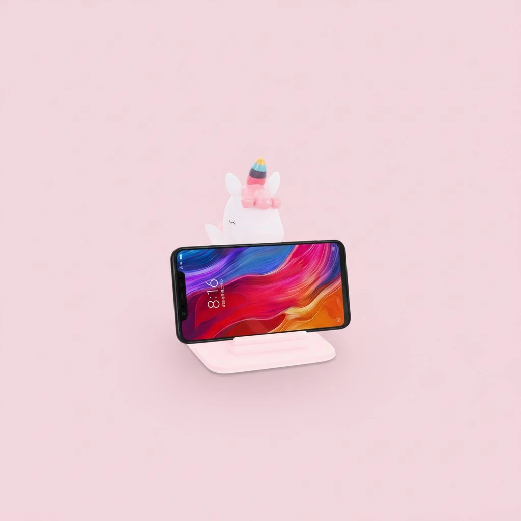 Creative Unicorn Phone Holder Novelty Desktop Cell Phone Stand Bracket (Pink)