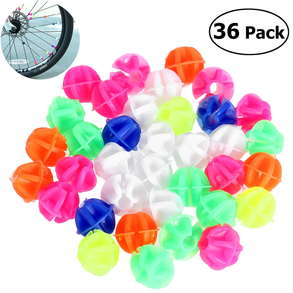 WINOMO 36 PCS Round Bike Wheel Spoke Beads Luminous Plastic Clip Spoke Bead Beads Wire Beads Decorations