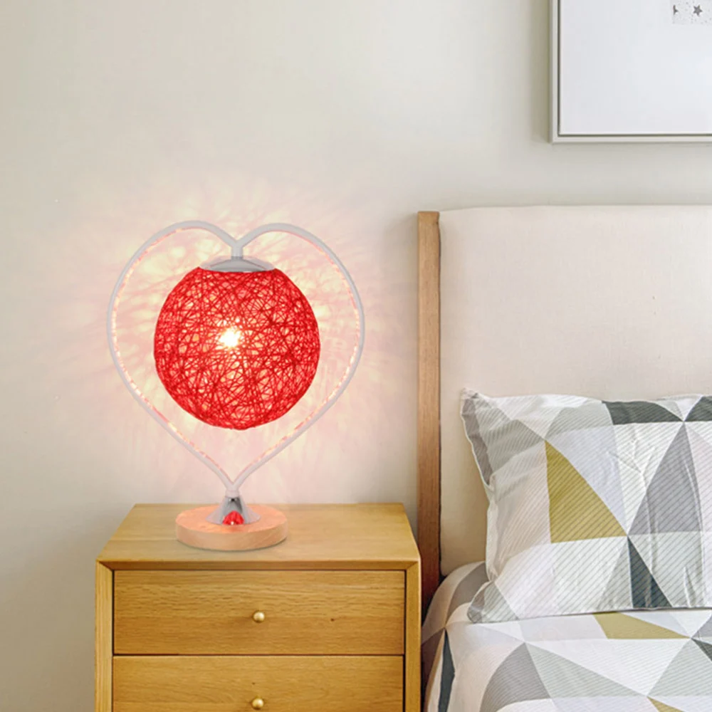 1pc Rattan Ball Night Light Three Gear Switch Romantic Heart Shape Light