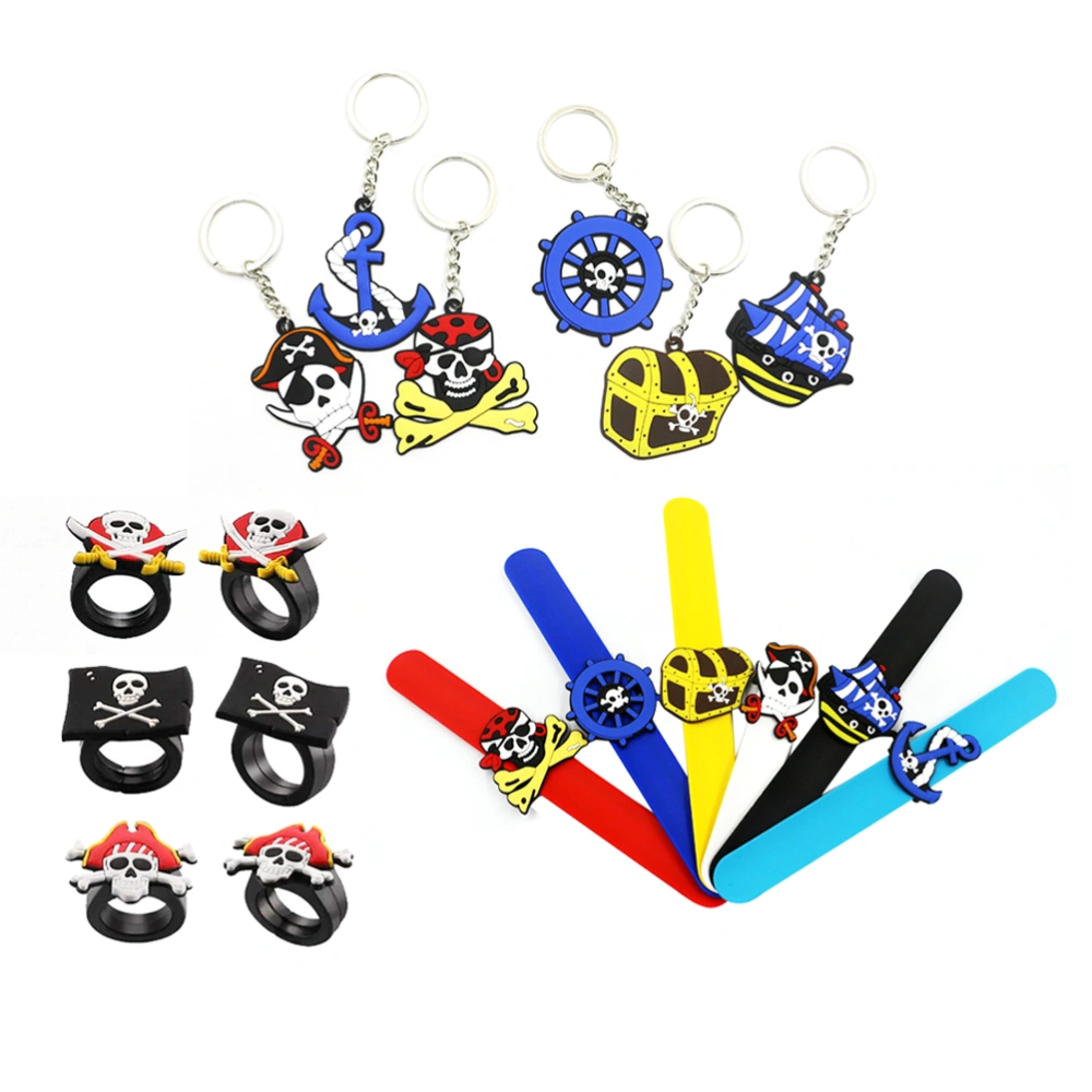 18pcs Key Ring Pirate Wrist Strap Pirate Ring Keychain Keyring Gift Hanging Ornament Keyring for Bag and Belt Loop Accessory Mini Backpack Hooks for Men and Women