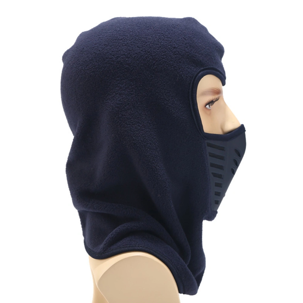 Unisex Winter Outdoor Practical Cycling Ski Hooded Scarf Hat Portable Cold Protection Thickened Caps for Women Men (Navy)