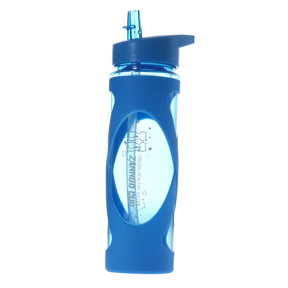 580 ml Plastic Straw Bottle Leakproof Seal Portable Creative Space Bottle (Blue)