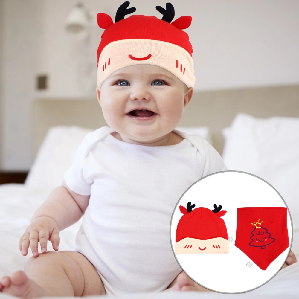 1 Set of Baby Comfortable Beanie Christmas Deer Hat Lovely Triangular Binder