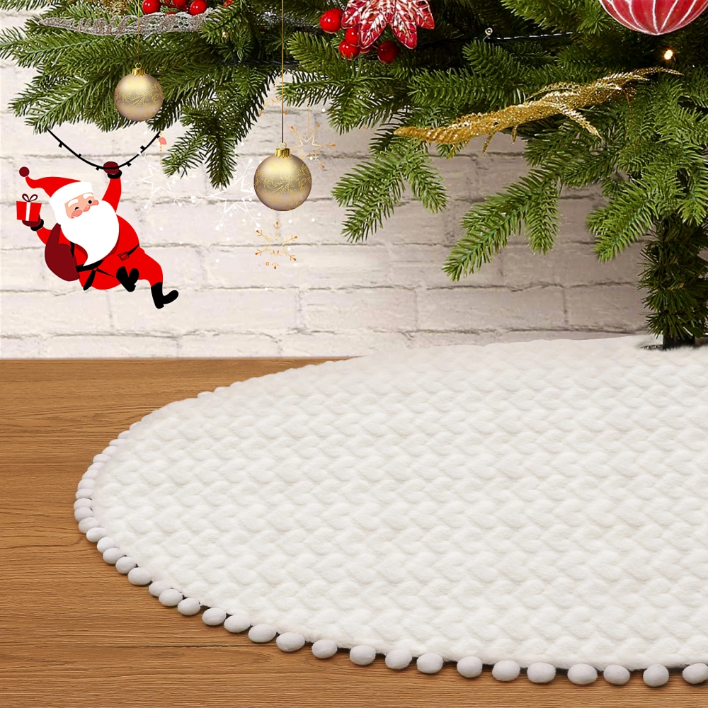 IMIKEYA Christmas Tree Skirt Festive Xmas Tree Base Carpet Holiday Christmas Tree Ornament Home Xmas Party Decorations (White)