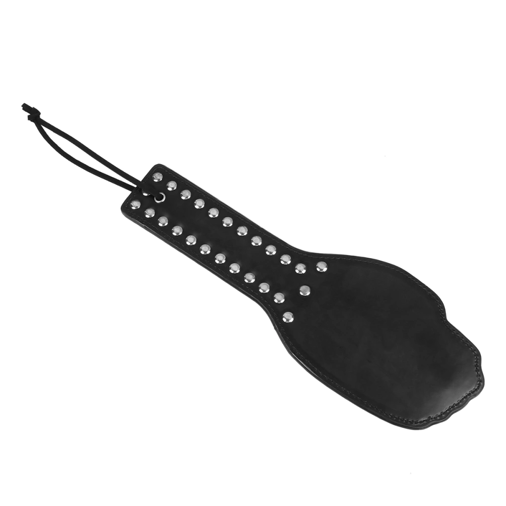 Adults Flirting Tools Palm Shaped Leather Slapper Spanking Paddle Bat Restraint Toy Role-play Supplies for Couples (Black)