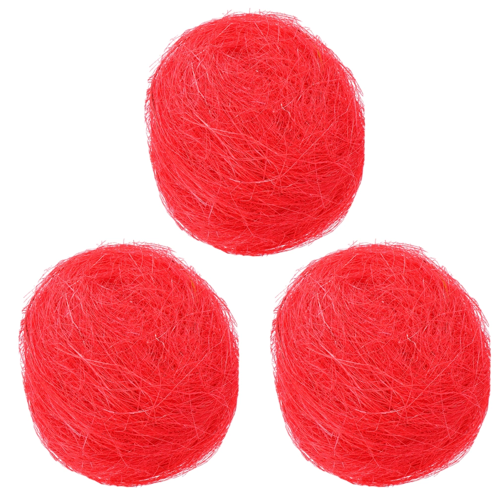 3Pcs Artificial Nest Easter Mini Colored Thread Bird Nests for Candies Eggs (Red)