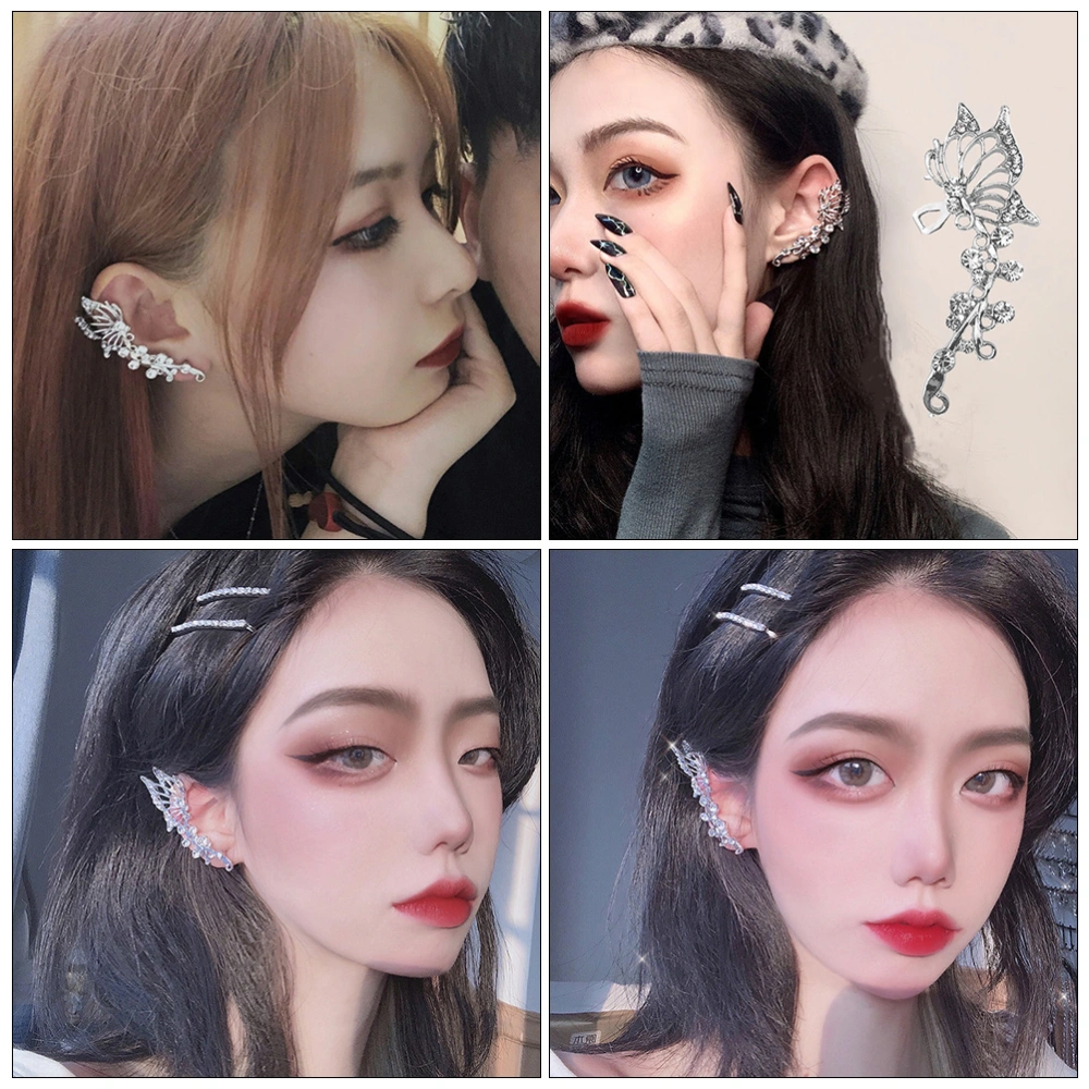 1 Set 2Pcs Elf Earrings Fashionable Woman Earrings Creative Ear Studs (Silver)