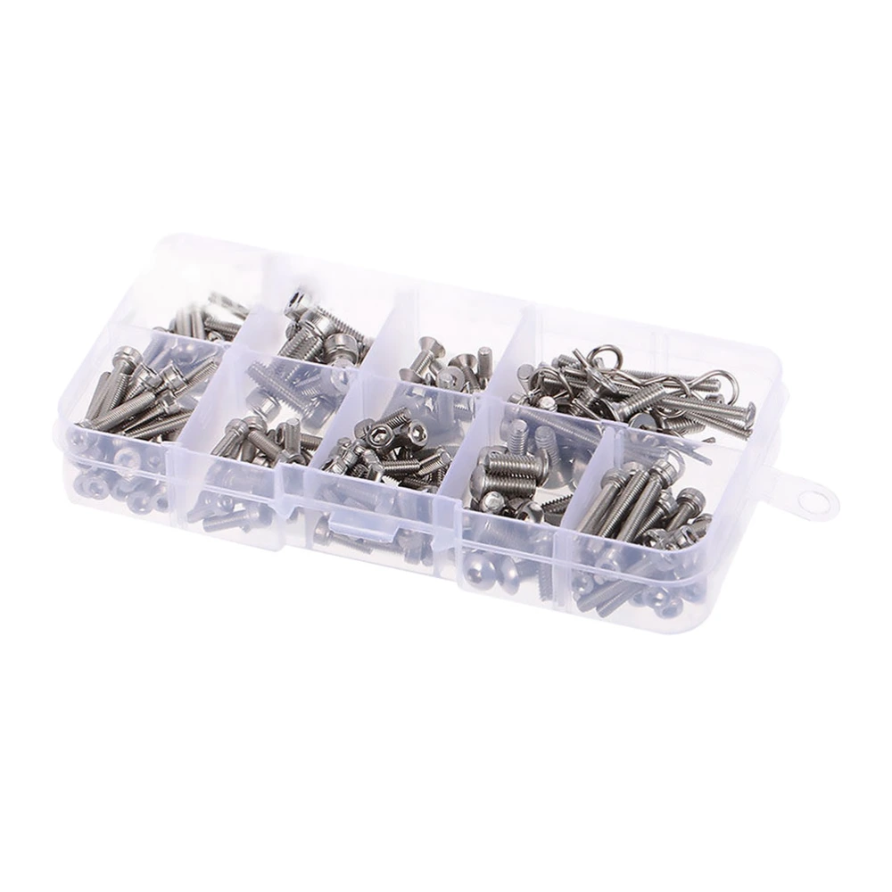 1 Box of 205pcs Hexagon Socket Screw Stainless Steel RC Screws Fastener Kit Car Parts Tools