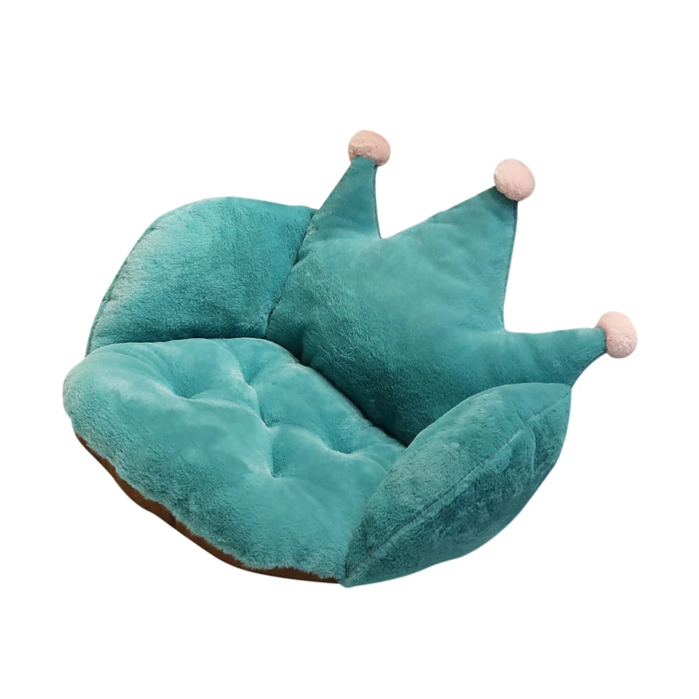 Thicken Crown Seat Cushion Winter Warm Plush Cushion Home Office Back Cushion (Dark Green)