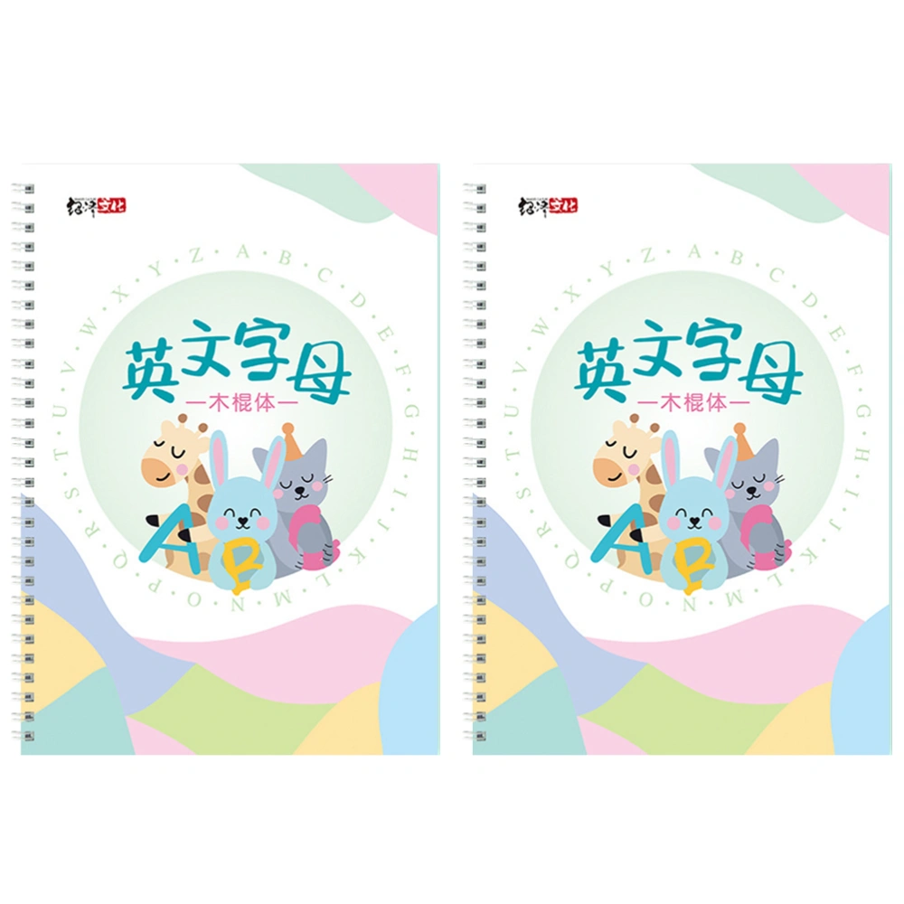 2 Pcs English Alphabet Letter Writing Practice Book English Groove Copybook English Calligraphy for Beginner Children Students (White)