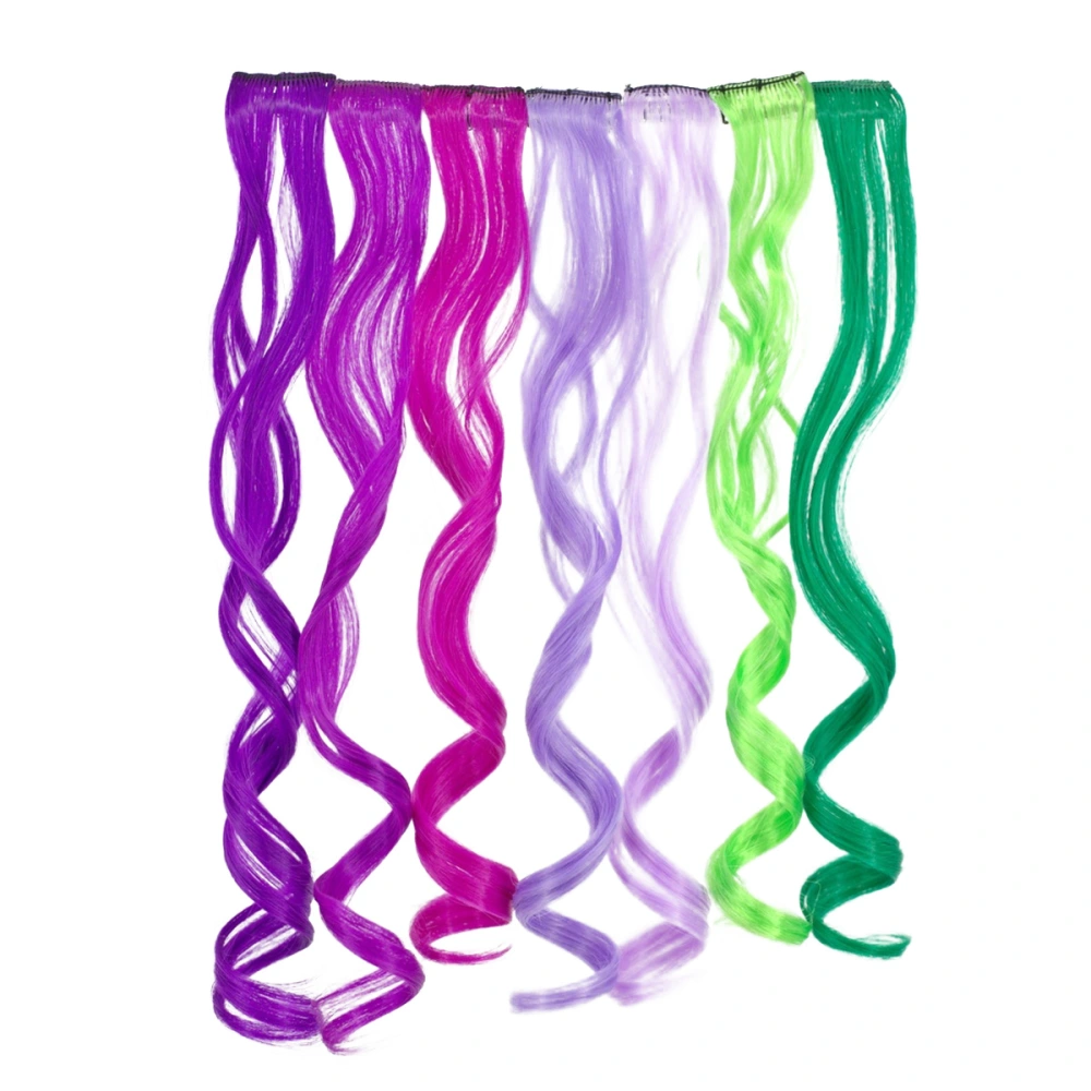 10pcs Long Curly Hair Extend Colorful Gradient Clip in Hair Extensions Hair Pieces Fashion Hairpieces (Random Color)