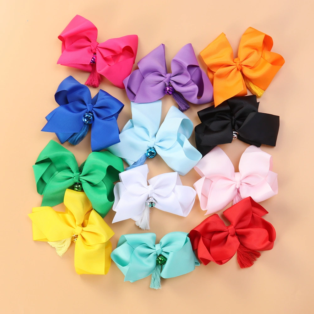 12pcs Bowknot Hair Clips Barrettes Bell Hairpins Hair Accessories for Baby Girls Toddlers Children Kids Teens (Mixed Colors)