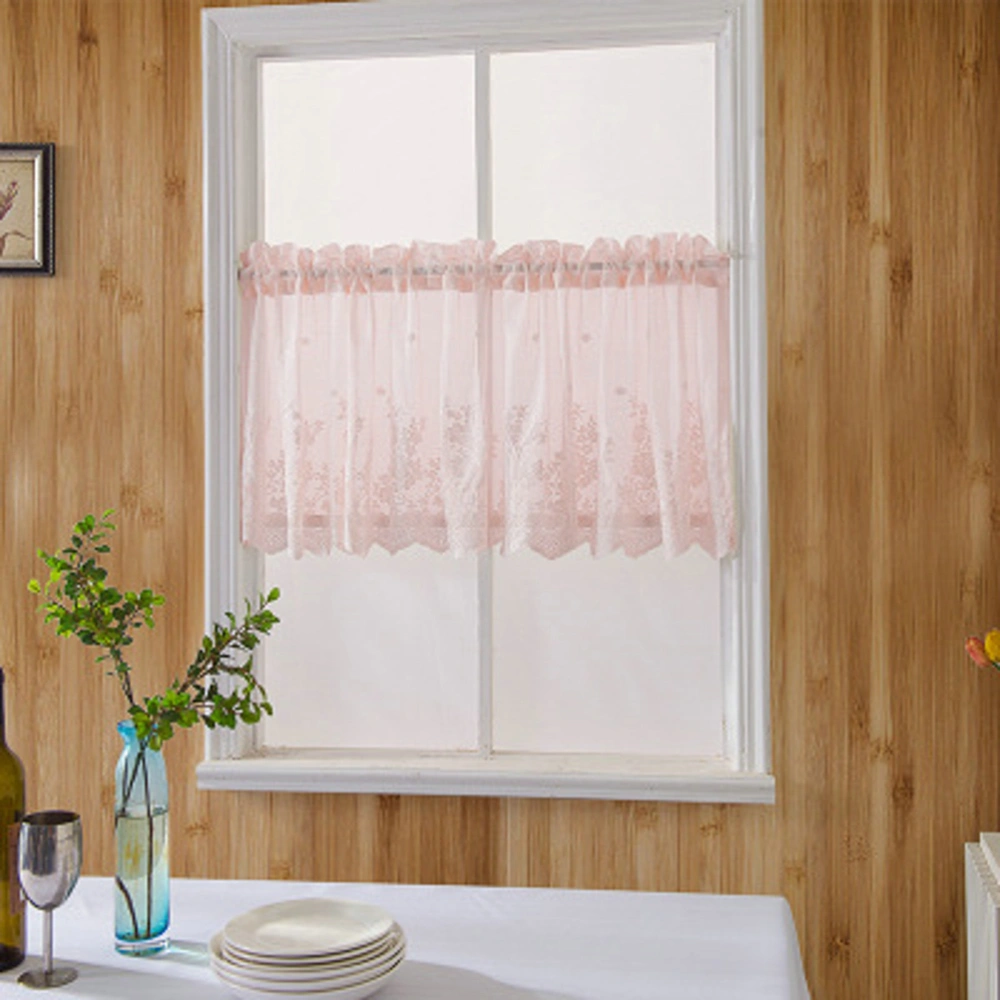 Short Curtain Lace Half Curtain Window Curtain Light Transmission for Home Kitchen Balcony 137x61cm Pink