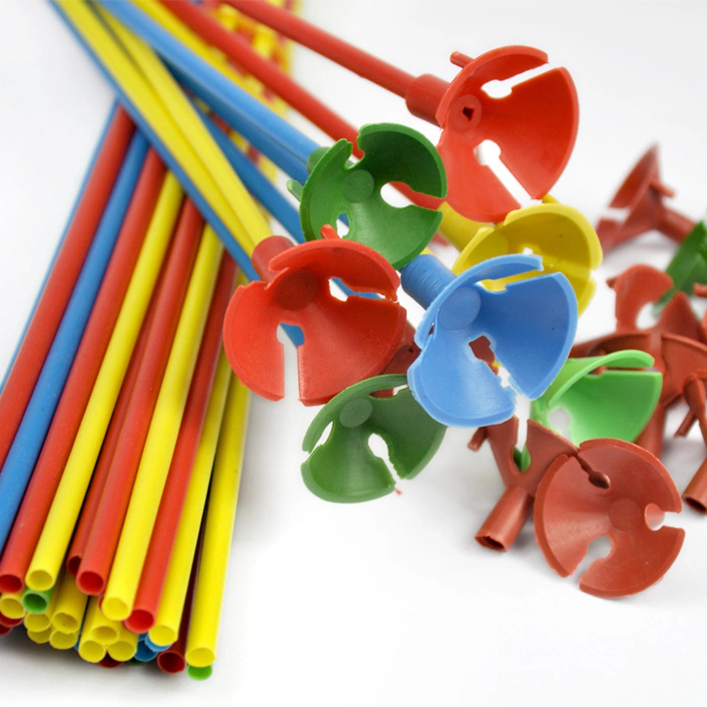 144pcs 40cm Plastic Balloon Sticks with 3.8cm Cup for Party Decoration (Mix Color)