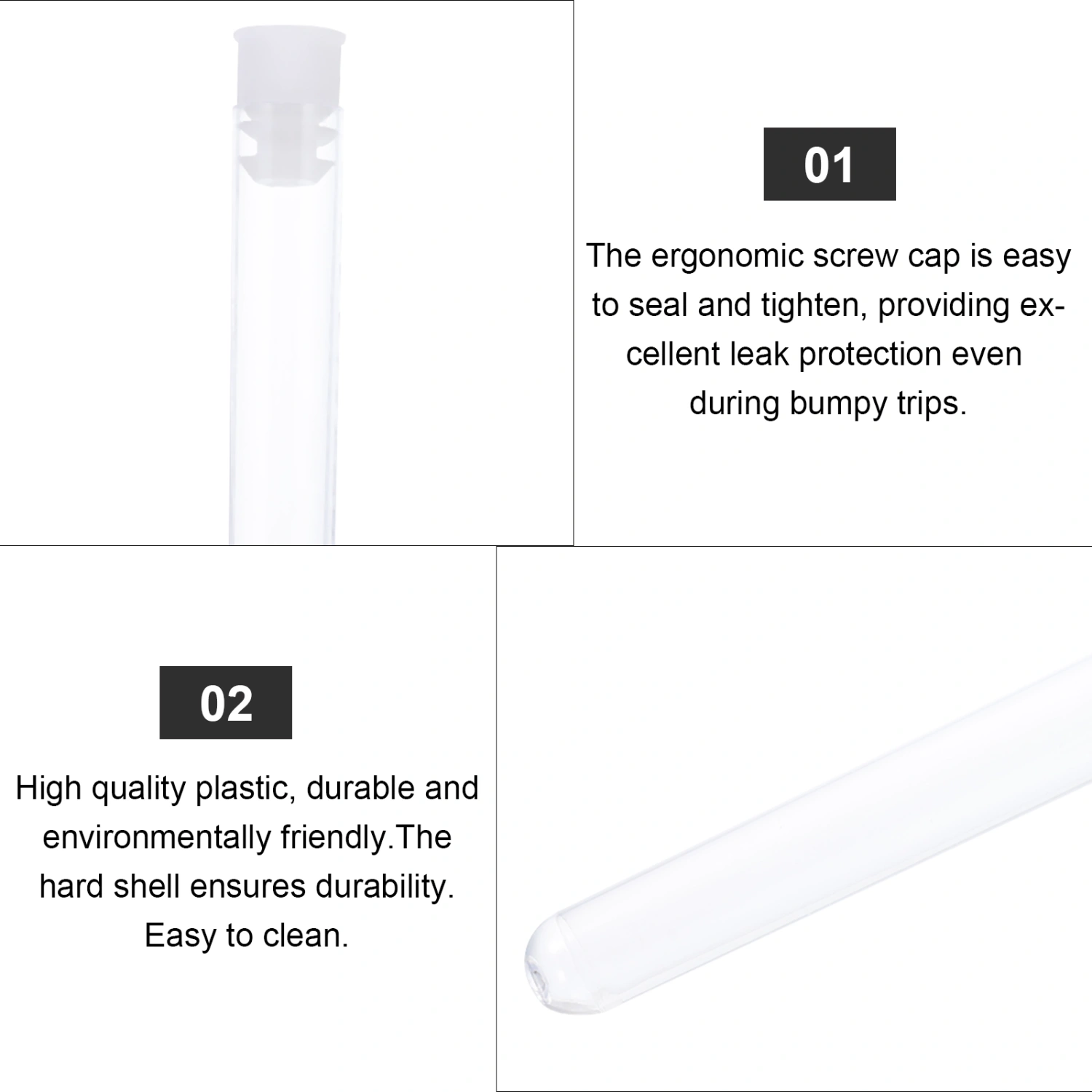 100pcs Plastic Test Tubes Science Laboratory Tubes Transparent Test Tubes