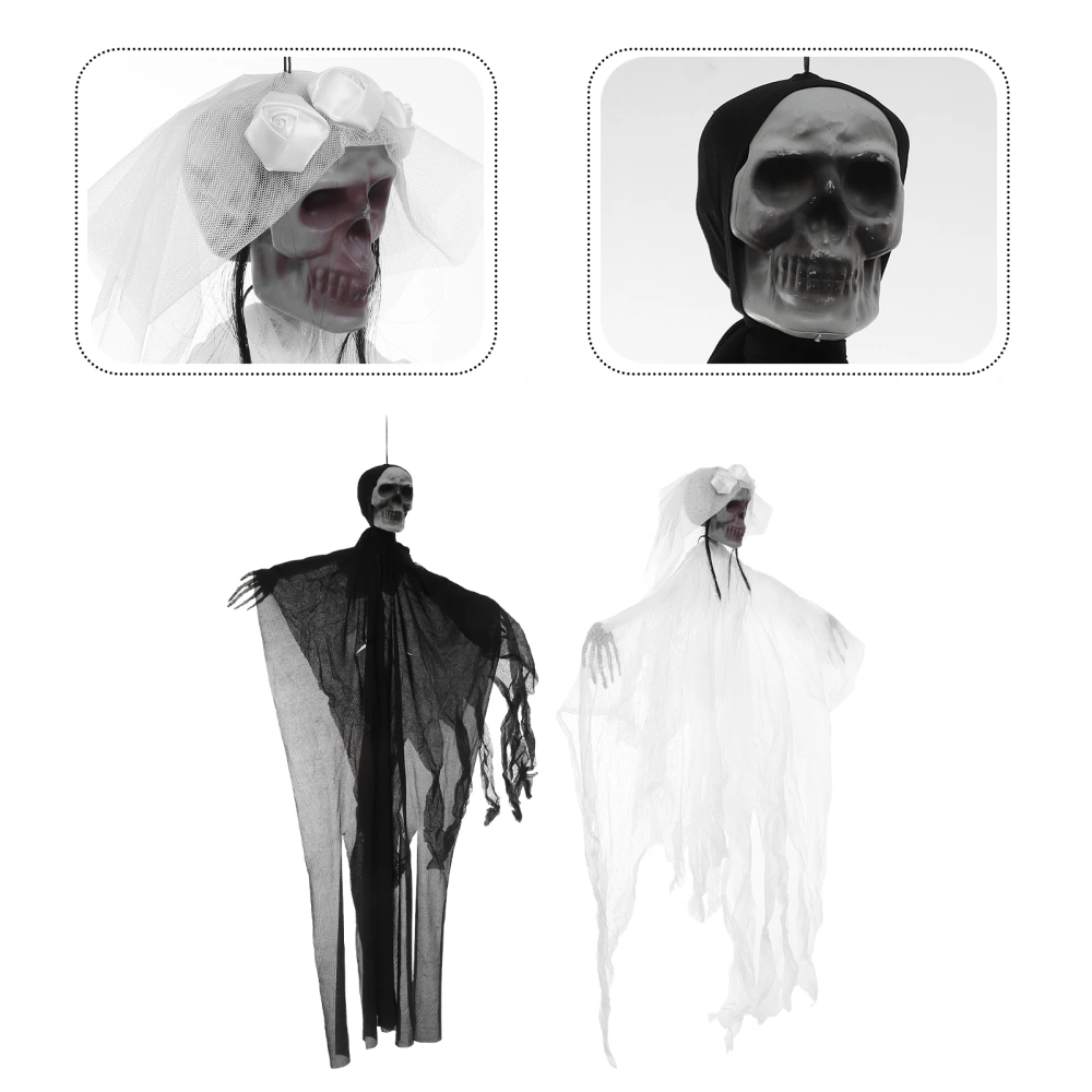 2pcs Realistic Skeleton Models Halloween Gauze Skeleton Pendants Party Decors