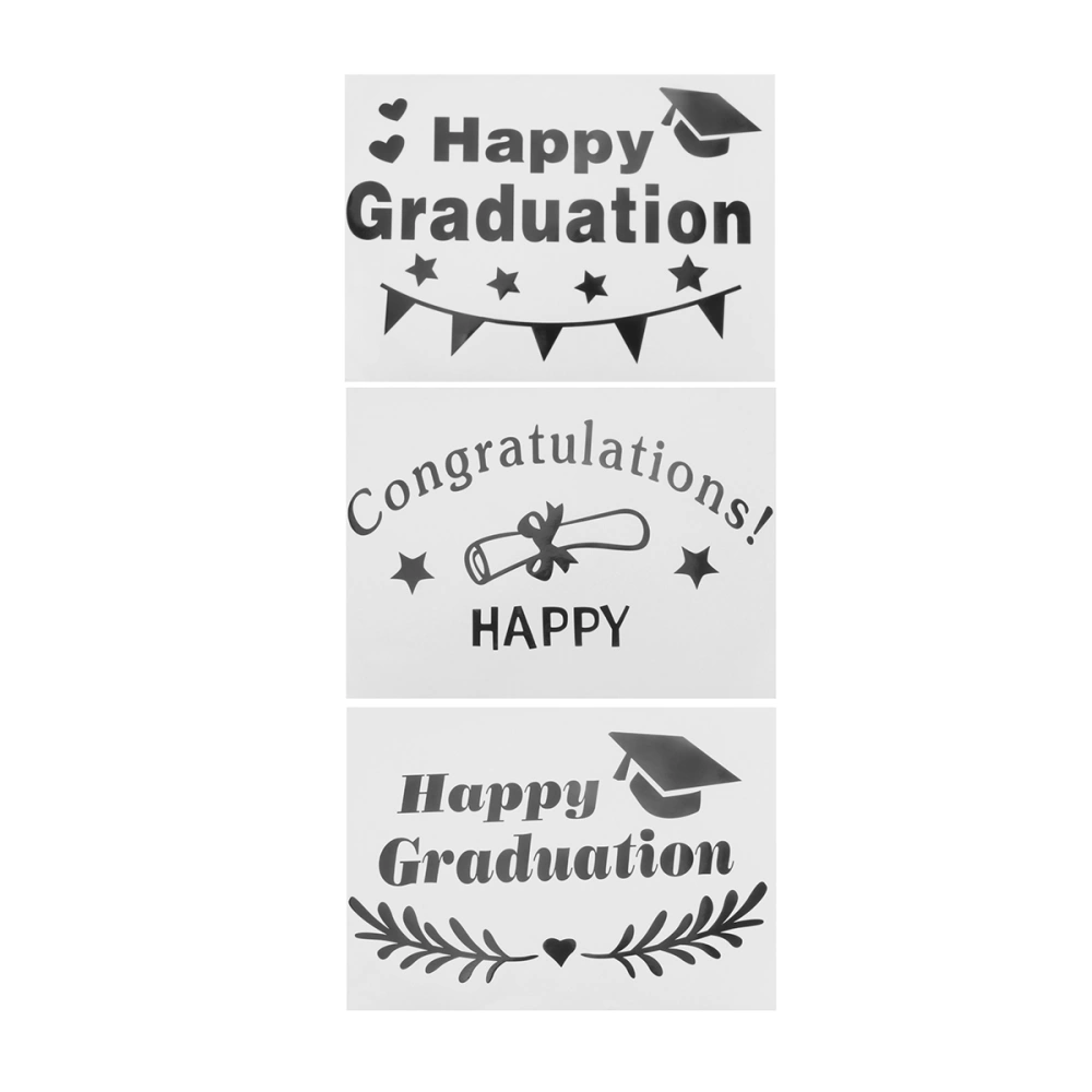 1 Set 6pcs Black Graduation Balloon Stickers Self-adhesive Balloon Decals Decor DIY Congratulations Letter Printing Decals Graduation Party Decoration (Black)