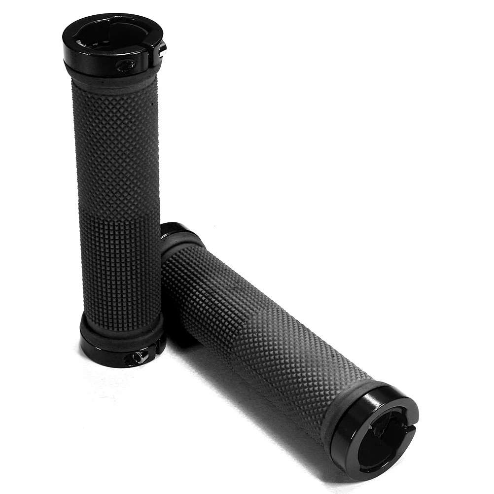 A Pair of Mountain Bike MTB Non-Slip Rubber Lock On Handlebar Grips (Black)