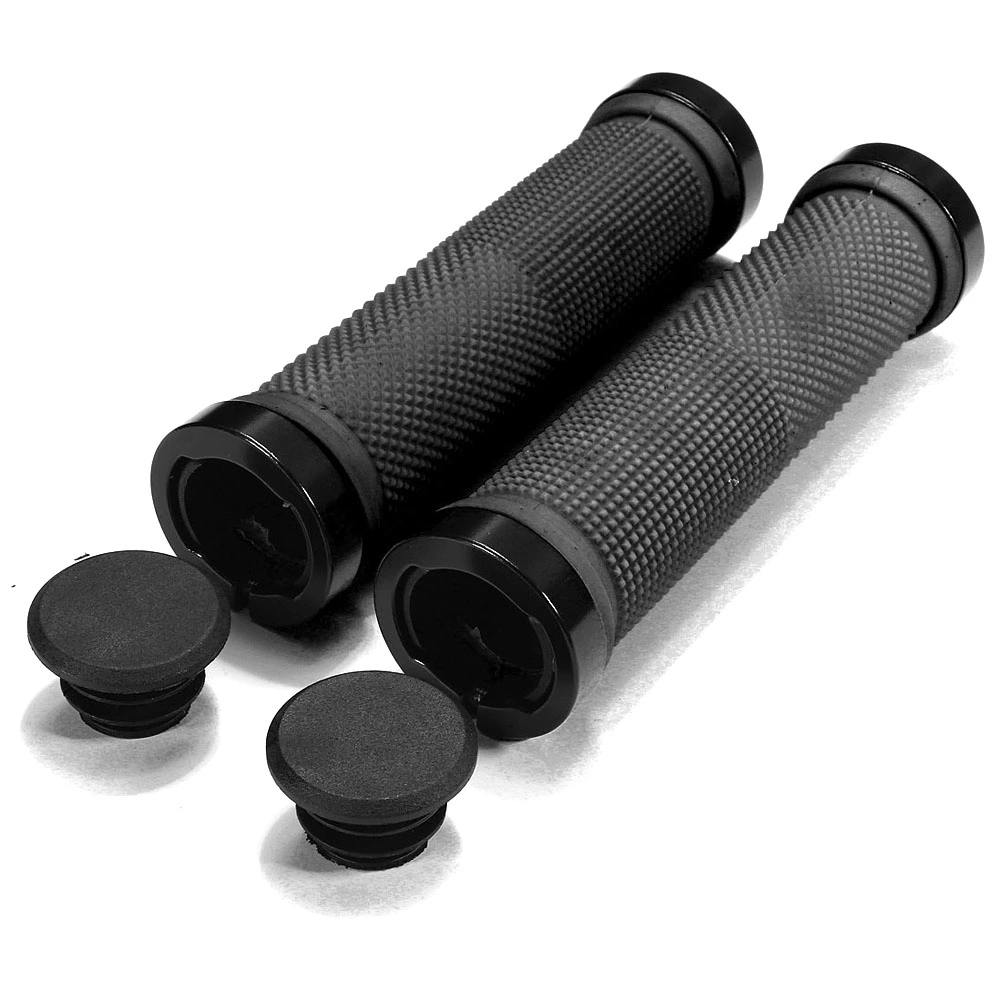 A Pair of Mountain Bike MTB Non-Slip Rubber Lock On Handlebar Grips (Black)