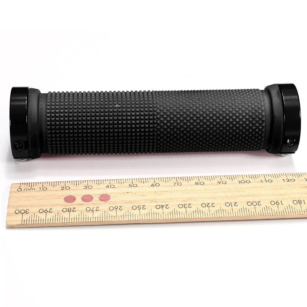 A Pair of Mountain Bike MTB Non-Slip Rubber Lock On Handlebar Grips (Black)