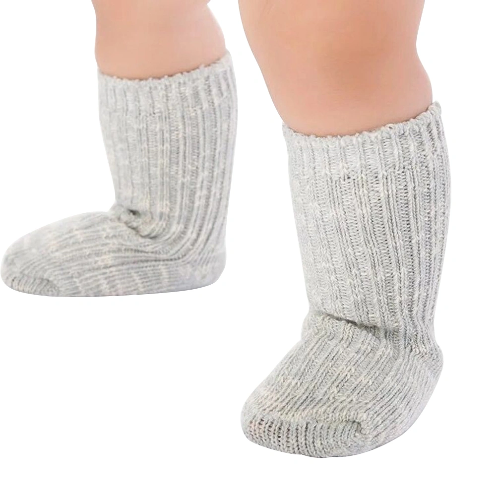 Slub Baby Socks Autumn and Winter Non-slip Sweat Absorption Pure Cotton Thread Piles Loose Baby Heap Socks - 2-4Y (Gray)
