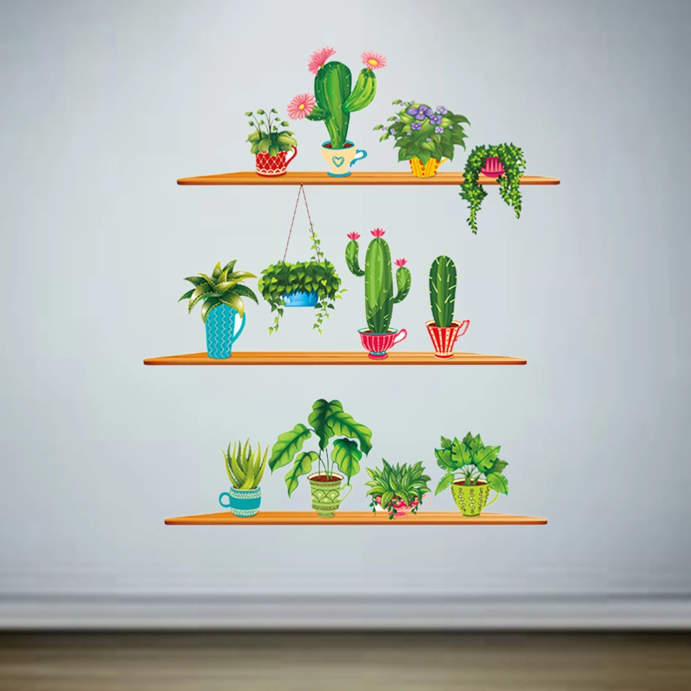 Green Pot Plants Cactus Succulent Wall Decals Wall Stickers Decorations for Home Office Kindergarten