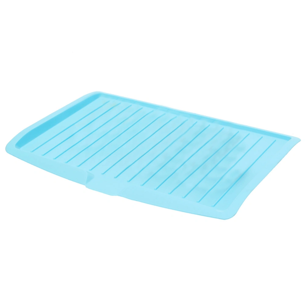 Plastic Dish Drainer Drip Tray Plate Cutlery Holder Kitchen Sink Rack (Blue)