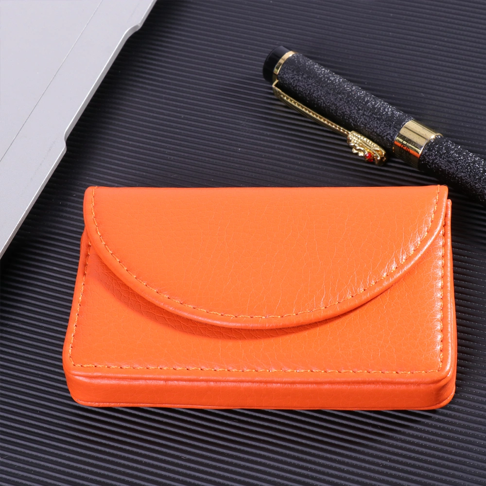 1PC Business Holder Simple PU Portable Business Case Name Holder Case (Orange)