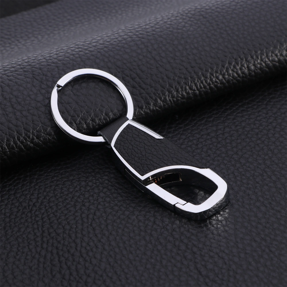 Men's Leather Key Ring Chain Metal Keychain for Home (Silver)