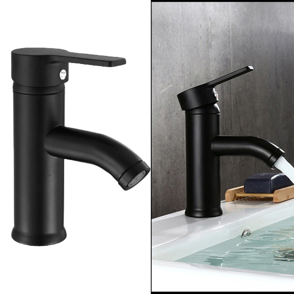 Black Bathroom Faucet Stainless Steel Basin Mixer Bathroom Accessories Black Tap Sink Basin Mixer Tap for Home Kitchen(Short Pattern)
