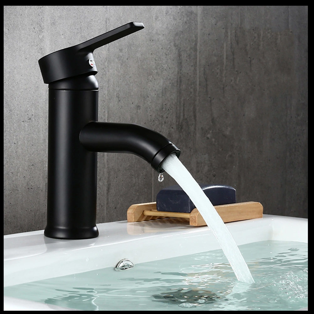 Black Bathroom Faucet Stainless Steel Basin Mixer Bathroom Accessories Black Tap Sink Basin Mixer Tap for Home Kitchen(Short Pattern)